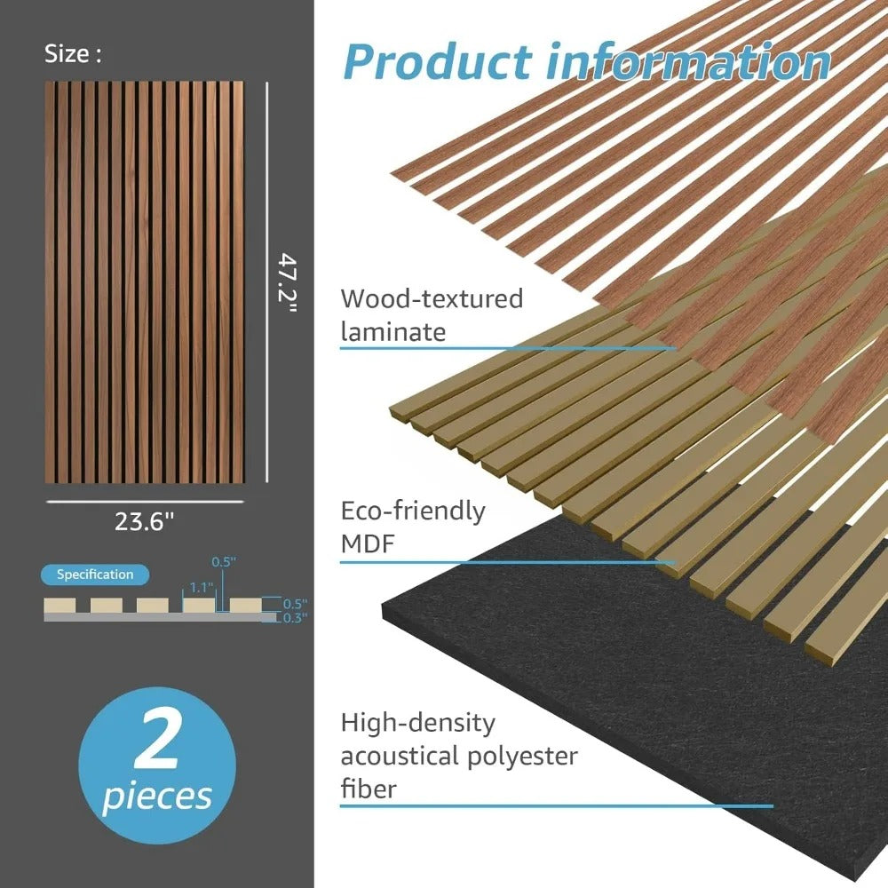 Acoustic Slat Wall Panel | Matte Finish | Premium 3-sided Wood Veneer