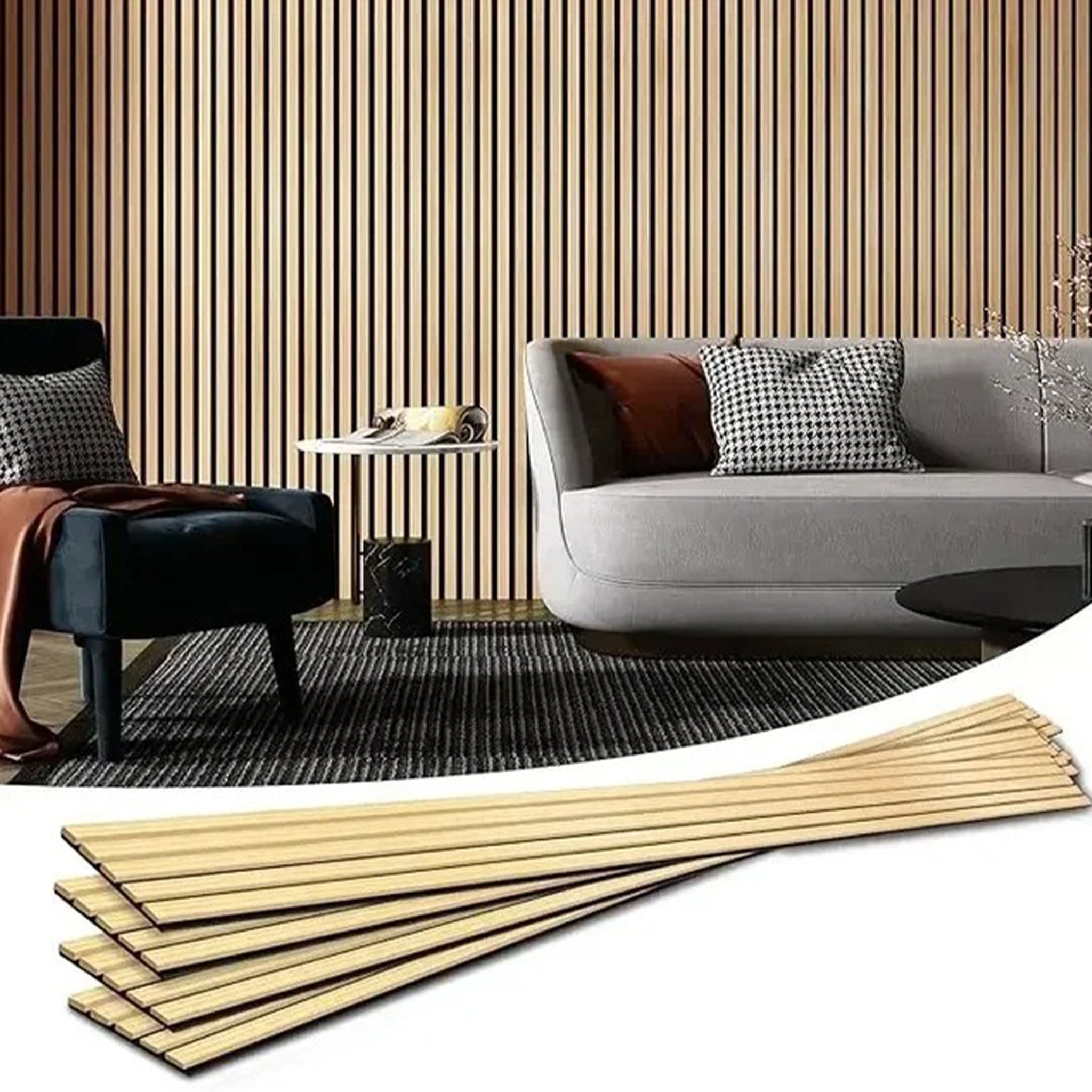 Acoustic Slat Wall Panels | 4 Piece Sets | Premium 3-sided Wood Veneer