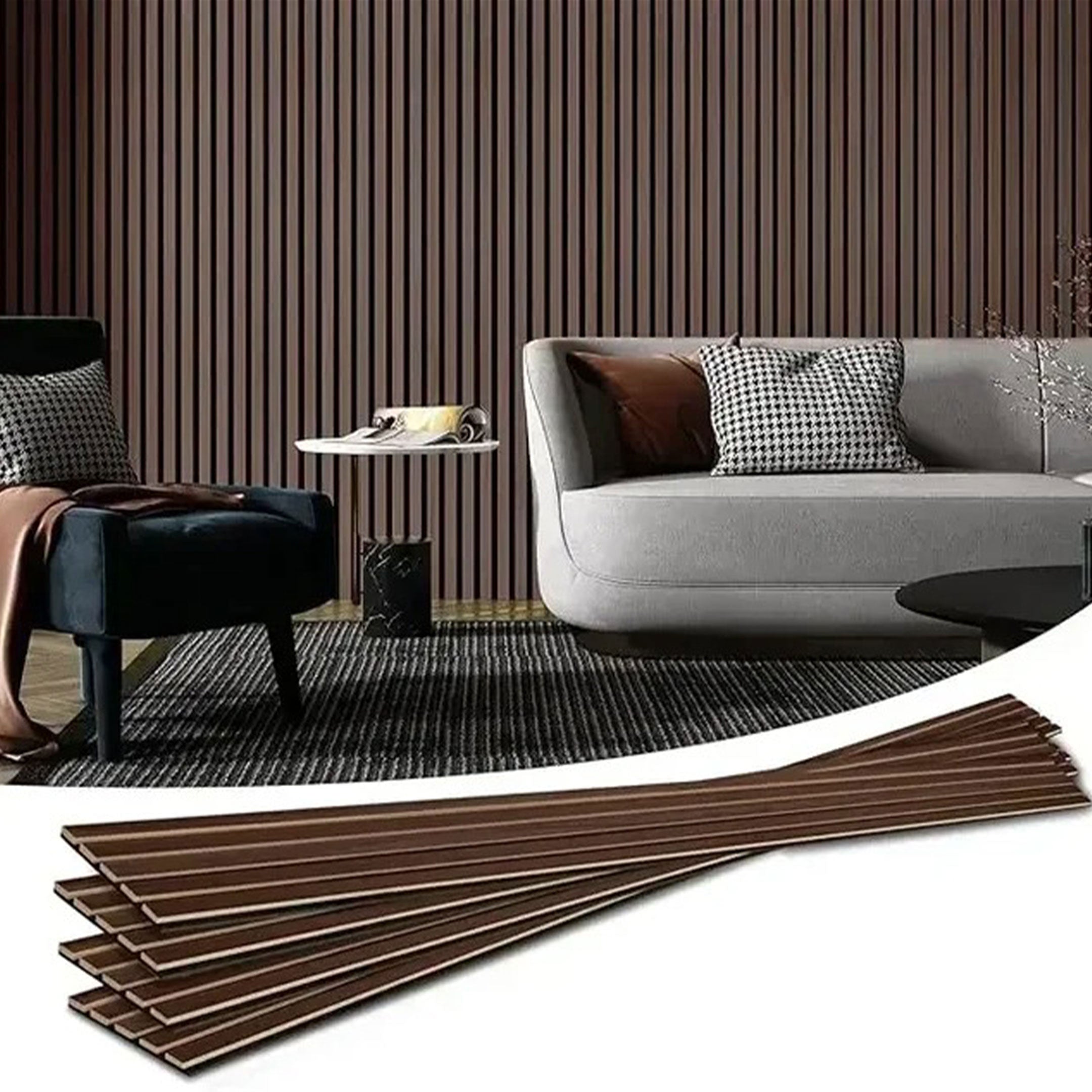 Acoustic Slat Wall Panels | 4 Piece Sets | Premium 3-sided Wood Veneer