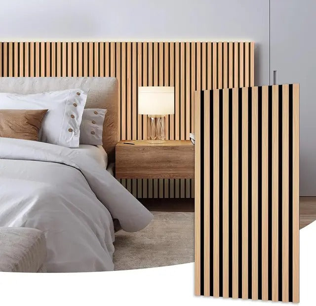 Acoustic Slat Wall Panel | Walnut | Premium 3-sided Wood Veneer