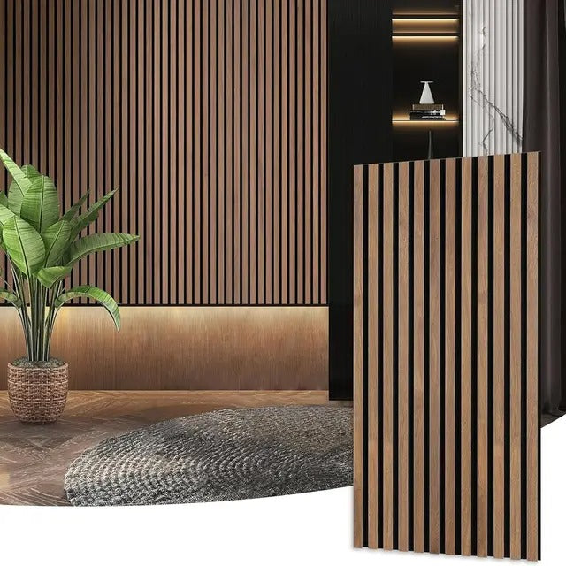 Acoustic Slat Wall Panel | Walnut | Premium 3-sided Wood Veneer