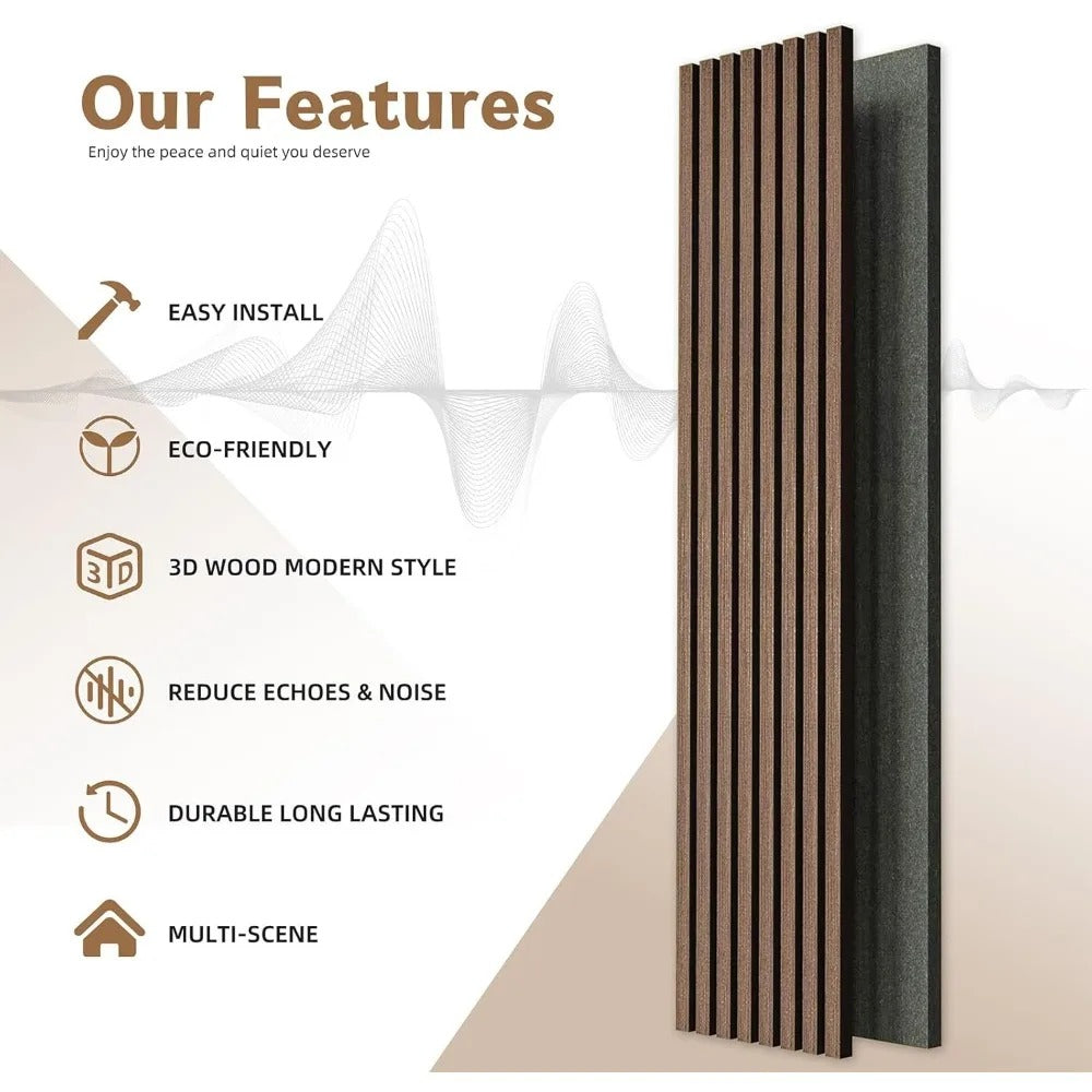 Acoustic Slat Wall Panel | Walnut | Premium 3-sided Wood Veneer